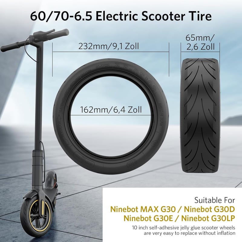 OUXI 10 Colos Önjavító Zselés Gumiabroncs Ninebot G30Max/G30D Elektromos Rollerhez Szerelőeszközzel, 60/70-6.5 Cserekerék

AI: OUXI 10 Colos