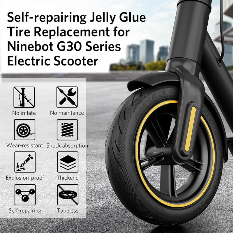 OUXI 10 Colos Önjavító Zselés Gumiabroncs Ninebot G30Max/G30D Elektromos Rollerhez Szerelőeszközzel, 60/70-6.5 Cserekerék

AI: OUXI 10 Colos