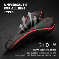 Șa de bicicletă ergonomică cu gel OUXI – Roz, design decupat, impermeabilă, respirabilă, absorbție de șocuri – MTB, cursieră, bicicletă de oraș, pentru bărbați și femei 2