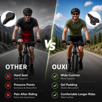 Șa de bicicletă ergonomică cu gel OUXI – Roz, design decupat, impermeabilă, respirabilă, absorbție de șocuri – MTB, cursieră, bicicletă de oraș, pentru bărbați și femei 3