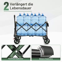 Skladací festivalový vozík Overmont 200 l s kolieskami – modrý, široké terénne kolesá, nosnosť 150 kg, kemping, šport, nákupy, záhrada 6