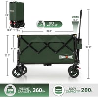 Skladací festivalový vozík Overmont 200 l s kolieskami – modrý, široké terénne kolesá, nosnosť 150 kg, kemping, šport, nákupy, záhrada 7