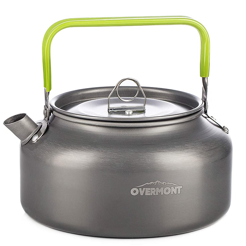 Ibric de camping portabil din aluminiu Overmont 1,2 L – Cană pentru ceai și cafea pentru drumeții, camping, picnic