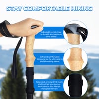Skladacia hliníková turistická palica Overmont - 105-125 cm, čierna, palice na nordic walking, 1 pár, s príslušenstvom do každého terénu 3