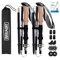Skladacia hliníková turistická palica Overmont - 105-125 cm, čierna, palice na nordic walking, 1 pár, s príslušenstvom do každého terénu 1