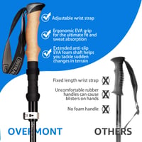 Skladacia hliníková turistická palica Overmont - 105-125 cm, čierna, palice na nordic walking, 1 pár, s príslušenstvom do každého terénu 2
