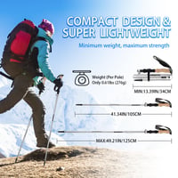 Băț de trekking pliabil din aluminiu Overmont, ultraușor - reglabil 105-125 cm, pentru trekking și nordic walking, 1 pereche cu accesorii pentru toate tipurile de teren, gri 5