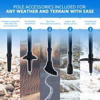 Skladacie karbónové trekingové palice Overmont – nastaviteľné 105-125 cm – palice na nordic walking s príslušenstvom do každého terénu, čierne 6