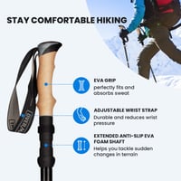 Skladacie karbónové trekingové palice Overmont – nastaviteľné 105-125 cm – palice na nordic walking s príslušenstvom do každého terénu, čierne 3