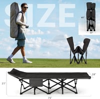 Skladacia kempingová posteľ OVERMONT s matracom - 190x70x40 cm, čierna, nosnosť 250 kg, oxfordská látka, bočné vrecko a taška na prenášanie, na kempovanie a do kancelárie 6