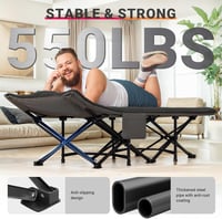 Skladacia kempingová posteľ OVERMONT s matracom - 190x70x40 cm, čierna, nosnosť 250 kg, oxfordská látka, bočné vrecko a taška na prenášanie, na kempovanie a do kancelárie 2