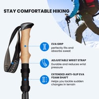 Pereche de bețe de trekking pliabile și ultraușoare din fibră de carbon Overmont – Reglabile, 105-125 cm, bețe pentru trekking și nordic walking, cu accesorii pentru teren accidentat 3