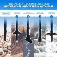 Pereche de bețe de trekking pliabile și ultraușoare din fibră de carbon Overmont – Reglabile, 105-125 cm, bețe pentru trekking și nordic walking, cu accesorii pentru teren accidentat 6