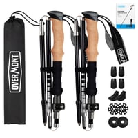 Pereche de bețe de trekking pliabile și ultraușoare din fibră de carbon Overmont – Reglabile, 105-125 cm, bețe pentru trekking și nordic walking, cu accesorii pentru teren accidentat 1