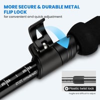 Pereche de bețe de trekking pliabile și ultraușoare din fibră de carbon Overmont – Reglabile, 105-125 cm, bețe pentru trekking și nordic walking, cu accesorii pentru teren accidentat 4
