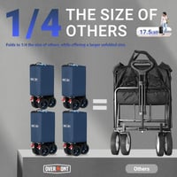 Cărucior pliabil cu roți Overmont - 200 litri, capacitate de încărcare 360 LBS, cărucior de transport cu roți mari - Albastru 3