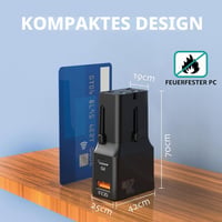 Încărcător de călătorie universal OVERMUST cu porturi USB-C și USB-A, încărcare rapidă 20W, compatibil în 200 de țări cu prize tip USA, EU, UK, AU, pentru telefon, tabletă, cameră foto 3