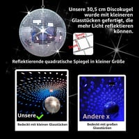 oversevenls 30 cm Tükör Diszkógömb Ezüst Függesztőgyűrűvel Esküvőhöz Születésnaphoz 5