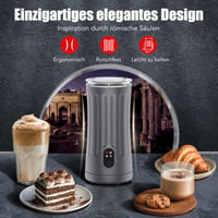 Ovetedot 4 v 1 elektrický napeňovač mlieka s automatickým vypnutím, na teplú a studenú mliečnu penu, na prípravu Latte Macchiato a Cappuccina, svetlosivý 4