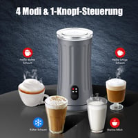 Ovetedot 4 v 1 elektrický napeňovač mlieka s automatickým vypnutím, na teplú a studenú mliečnu penu, na prípravu Latte Macchiato a Cappuccina, svetlosivý 2