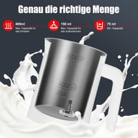 Ovetedot elektrický napeňovač mlieka 400 ml s automatickým vypnutím na prípravu latte macchiato a cappuccina, biely 5
