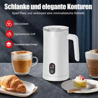 Ovetedot elektrický napeňovač mlieka 400 ml s automatickým vypnutím na prípravu latte macchiato a cappuccina, biely 4