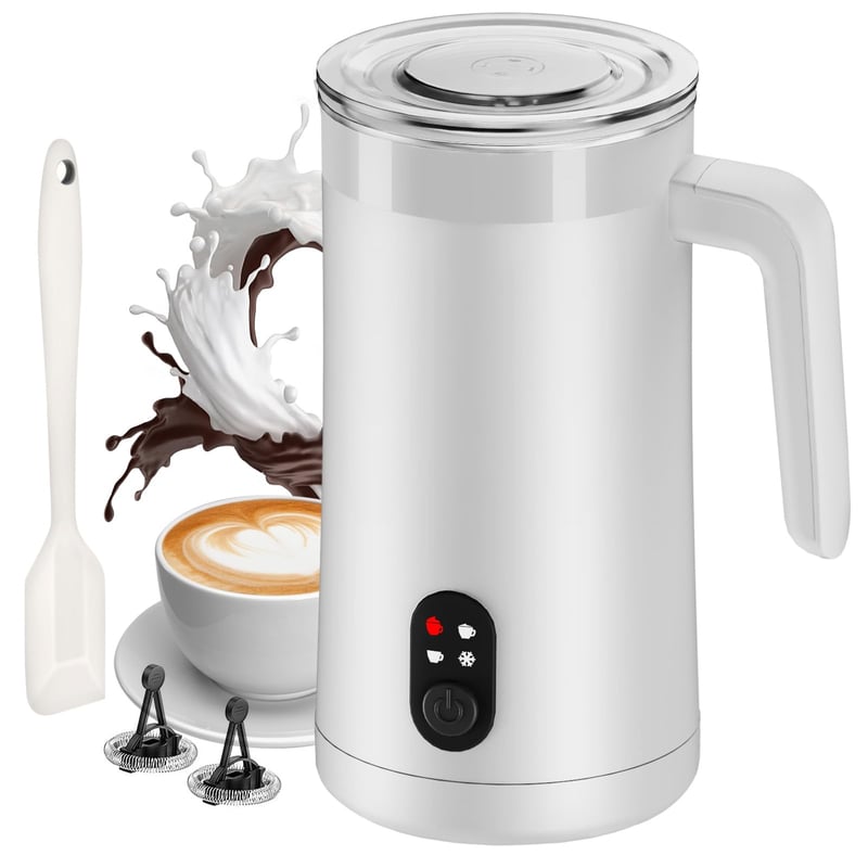 Ovetedot elektrický napeňovač mlieka 400 ml s automatickým vypnutím na prípravu latte macchiato a cappuccina, biely