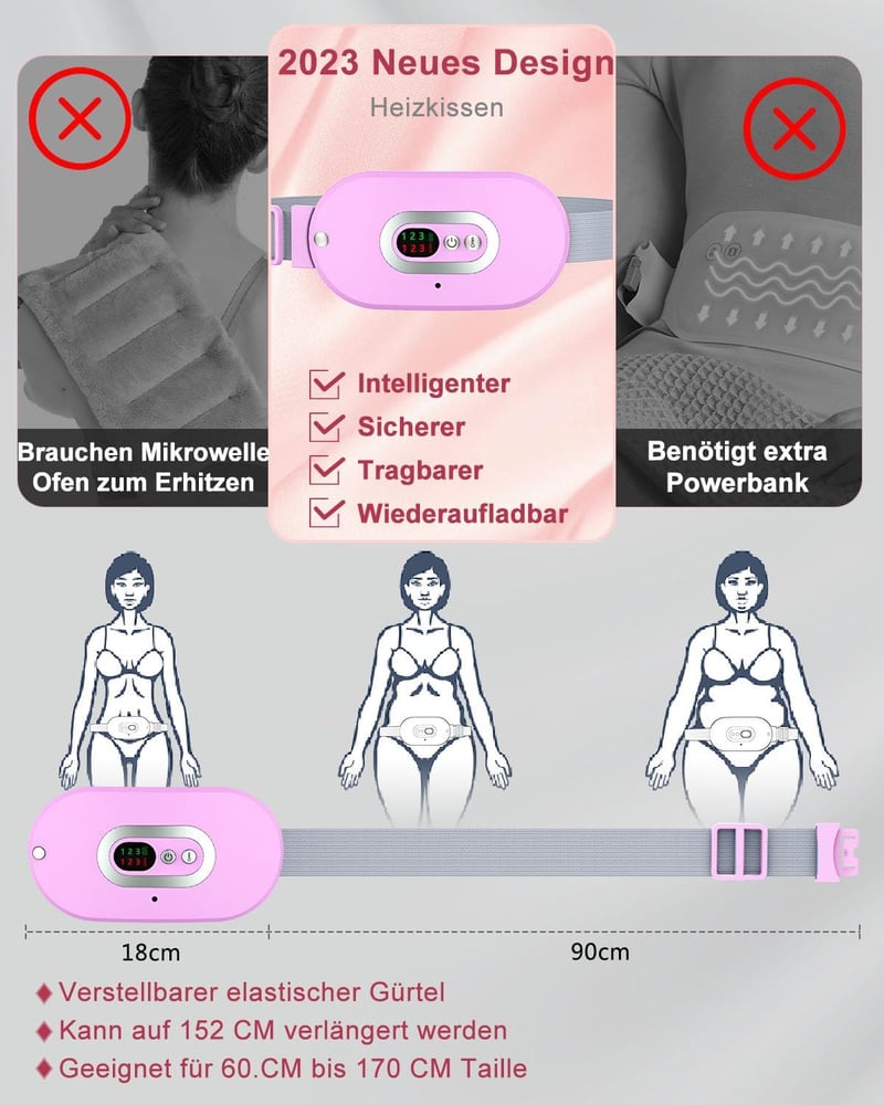 OVIFM Hordozható Menstruációs Fűtőpárna Elektromos Masszázs Funkcióval Lila