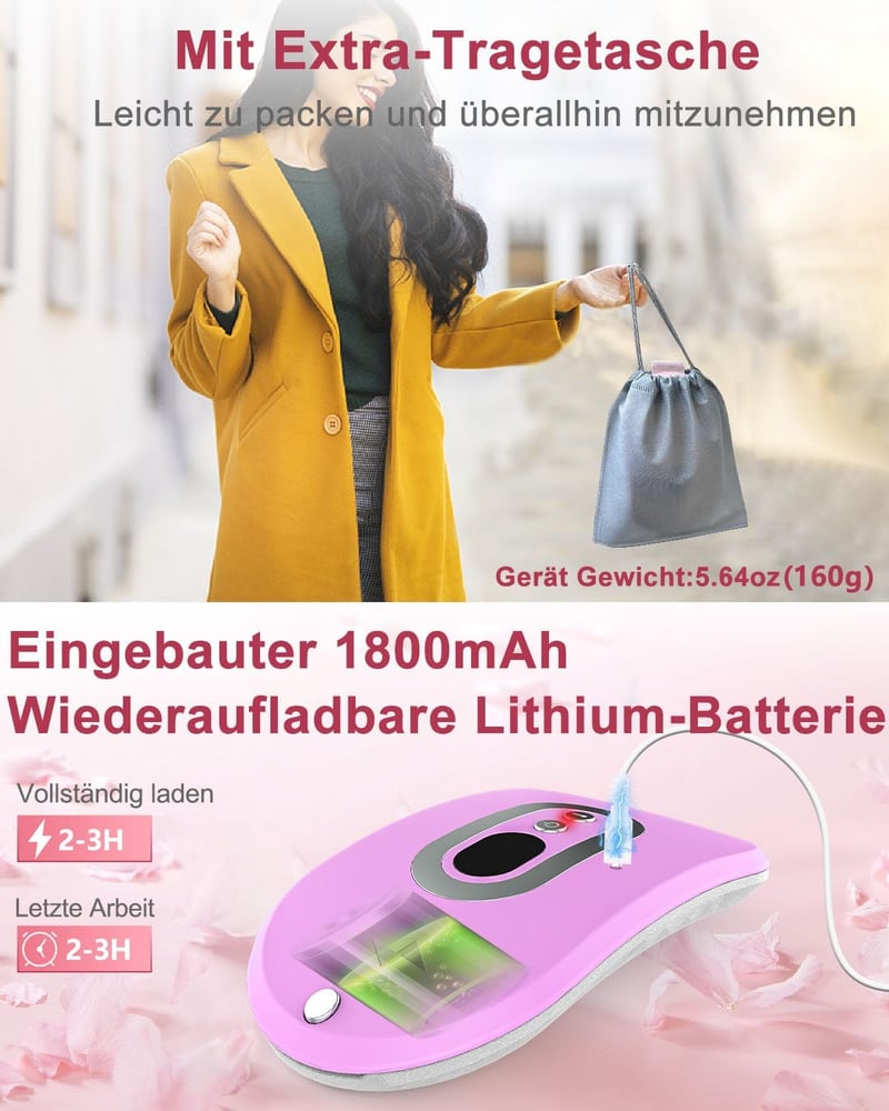 OVIFM Hordozható Menstruációs Fűtőpárna Elektromos Masszázs Funkcióval Lila