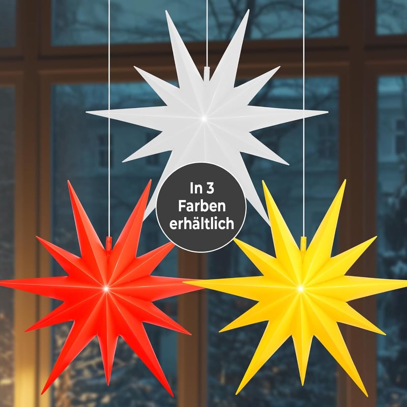 OVILUM Luminous Star 2D XXL LED világítással, piros, 100 cm, 11 ágú, időzítővel