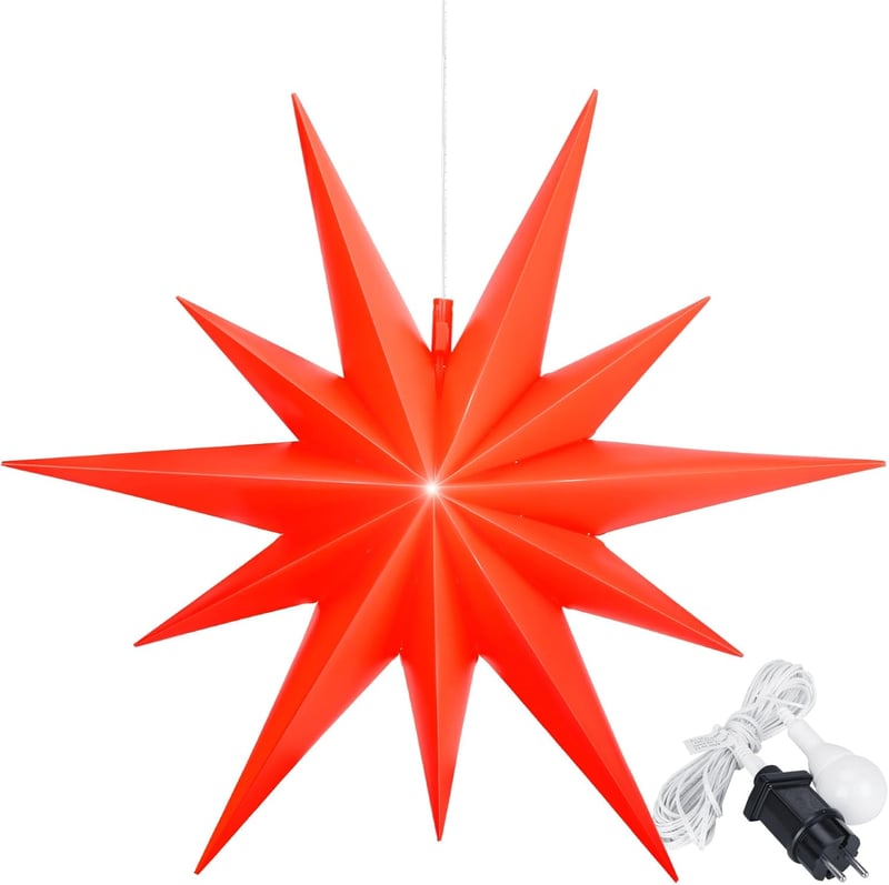 OVILUM Luminous Star 2D XXL LED világítással, piros, 100 cm, 11 ágú, időzítővel