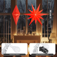 OVILUM Luminous Star 2D XXL LED világítással, piros, 100 cm, 11 ágú, időzítővel 6