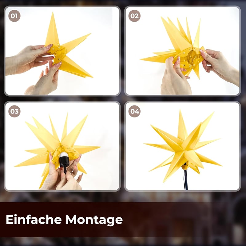 OVILUM Luminous Star 3D LED világítással, 27 cm, időzítővel, kültéri dekoráció