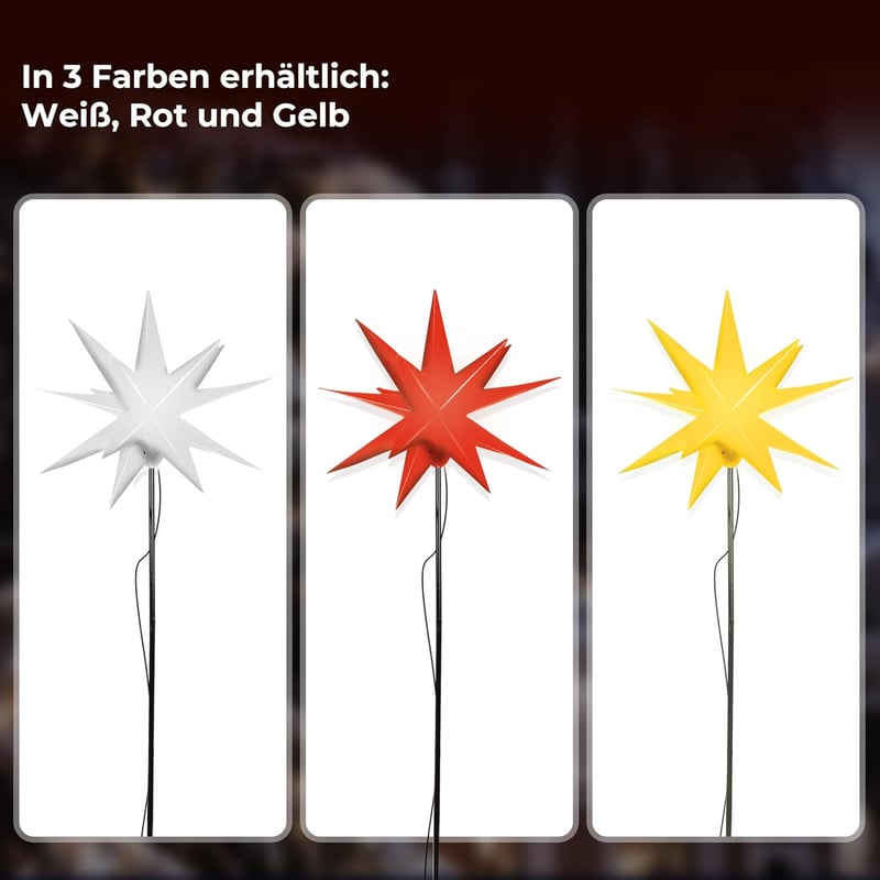OVILUM Luminous Star 3D LED világítással, 27 cm, időzítővel, kültéri dekoráció