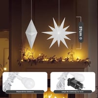 OVILUM Világító Csillag Dekoráció 57 cm - Fehér LED 2D Csillag Időzítővel - Kültéri/Beltéri Karácsonyi Dísz, Időjárásálló, 7,5 m Kábellel 6