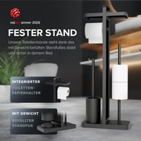 Set WC 4-în-1 Ovimar, Argintiu – Perie de toaletă din silicon, suport pentru hârtie igienică, suport pentru rolă de rezervă și tavă pentru telefon, oțel inoxidabil, Red Do 6