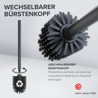 Set WC 4-în-1 Ovimar, Argintiu – Perie de toaletă din silicon, suport pentru hârtie igienică, suport pentru rolă de rezervă și tavă pentru telefon, oțel inoxidabil, Red Do 8