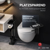 Set WC 4-în-1 Ovimar, Argintiu – Perie de toaletă din silicon, suport pentru hârtie igienică, suport pentru rolă de rezervă și tavă pentru telefon, oțel inoxidabil, Red Do 5