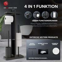 Set WC 4-în-1 Ovimar, Argintiu – Perie de toaletă din silicon, suport pentru hârtie igienică, suport pentru rolă de rezervă și tavă pentru telefon, oțel inoxidabil, Red Do 2
