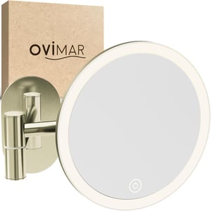 ovimar Blavand Gold LED Kozmetikai Tükör 5x Nagyítás Falra Szerelhető Fúrás Nélkül