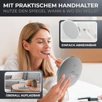 Oglindă cosmetică Ovimar Bogo argintie cu iluminare încorporată, reîncărcabilă, oglindă de machiaj cu picior și mărire 5x, rotativă la 360 de grade pentru baie 5