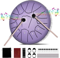 Ovissol Tongue Drum 15 cm 11 Hangú D-dúr Handpan Dob Készlet Kezdőknek - Meditációhoz, Jógához, Hangterápiához - Levendula Lila 7