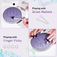 Ovissol Tongue Drum 15 cm 11 Hangú D-dúr Handpan Dob Készlet Kezdőknek - Meditációhoz, Jógához, Hangterápiához - Levendula Lila 5