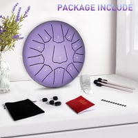 Ovissol Tongue Drum 15 cm 11 Hangú D-dúr Handpan Dob Készlet Kezdőknek - Meditációhoz, Jógához, Hangterápiához - Levendula Lila 6