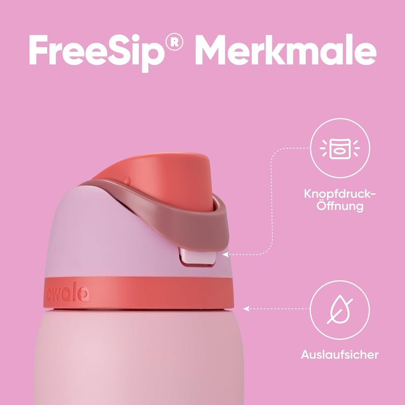 Owala FreeSip Rozsdamentes Acél Ivópalack Szívószállal 945ml BPA-Mentes - 946 ml, Angle Food Cake