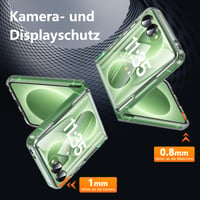 Husă OWKEY pentru Samsung Galaxy Z Flip 8, carcasă magnetică rezistentă la șocuri, compatibilă cu MagSafe, cu protecție de grad militar și spate transparent, husă subțire de protecție 7