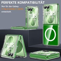 Husă OWKEY pentru Samsung Galaxy Z Flip 8, carcasă magnetică rezistentă la șocuri, compatibilă cu MagSafe, cu protecție de grad militar și spate transparent, husă subțire de protecție 2