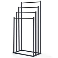 Suport pentru prosoape OWLKELA, negru, cu 4 bare, suport metalic pentru baie 1