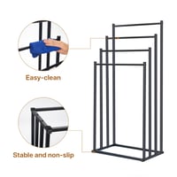 Suport pentru prosoape OWLKELA, negru, cu 4 bare, suport metalic pentru baie 4