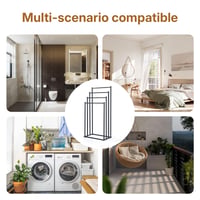 Suport pentru prosoape OWLKELA, negru, cu 4 bare, suport metalic pentru baie 7